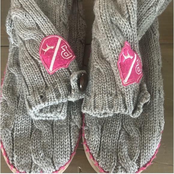 VS PINK MUKLUKS CABLE KNEE SOCK 2008 COLLECTION SZ LG GREY PINK - Picture 3 of 12